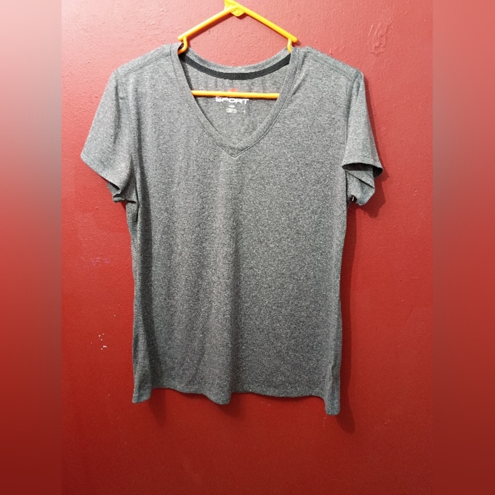 Hanes Sport  Gray Women's V-Neck Top
